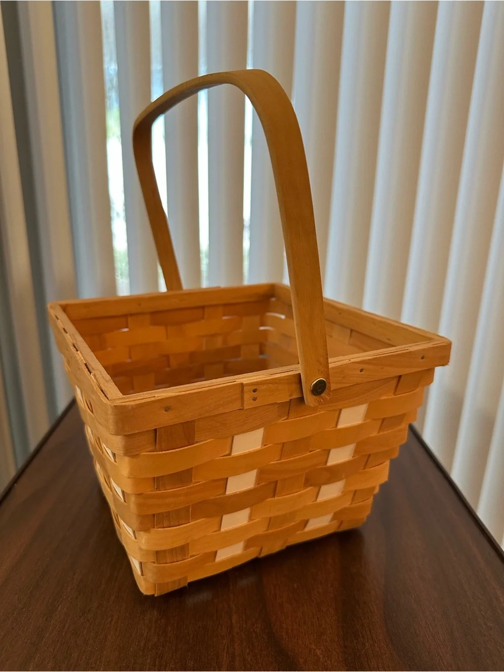 Natural Woven Basket with Wood Handle